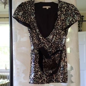 Nanette Lepore Sz 2 Silk Multi Blouse Velvet Rose